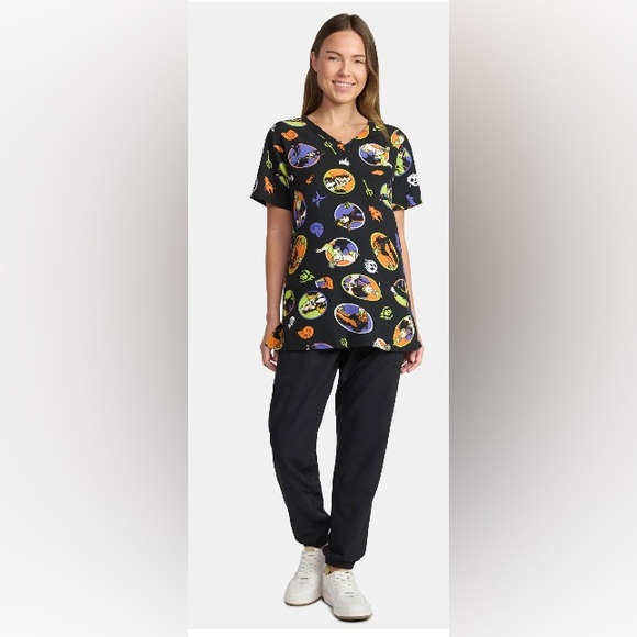 Disney Scrubs Villains Colorful Tee Size Small with Orange, Purple, and Green - Picture 5 of 11